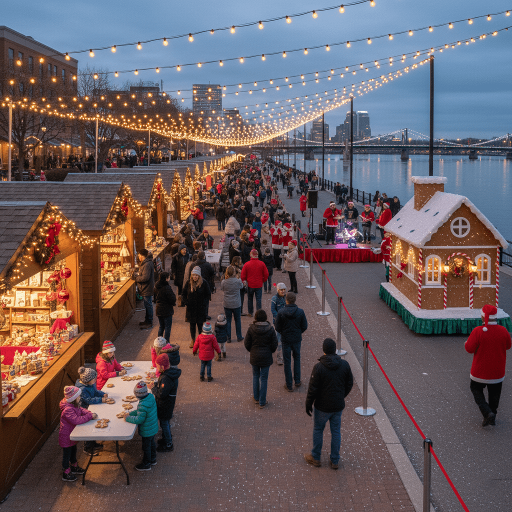 Holiday village and parade in Burlington City.
