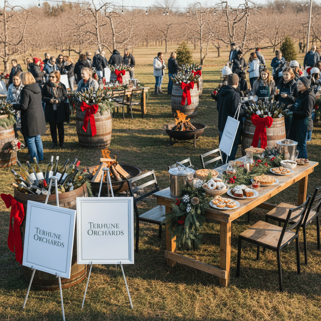 Holiday wine tasting at Terhune Orchards.