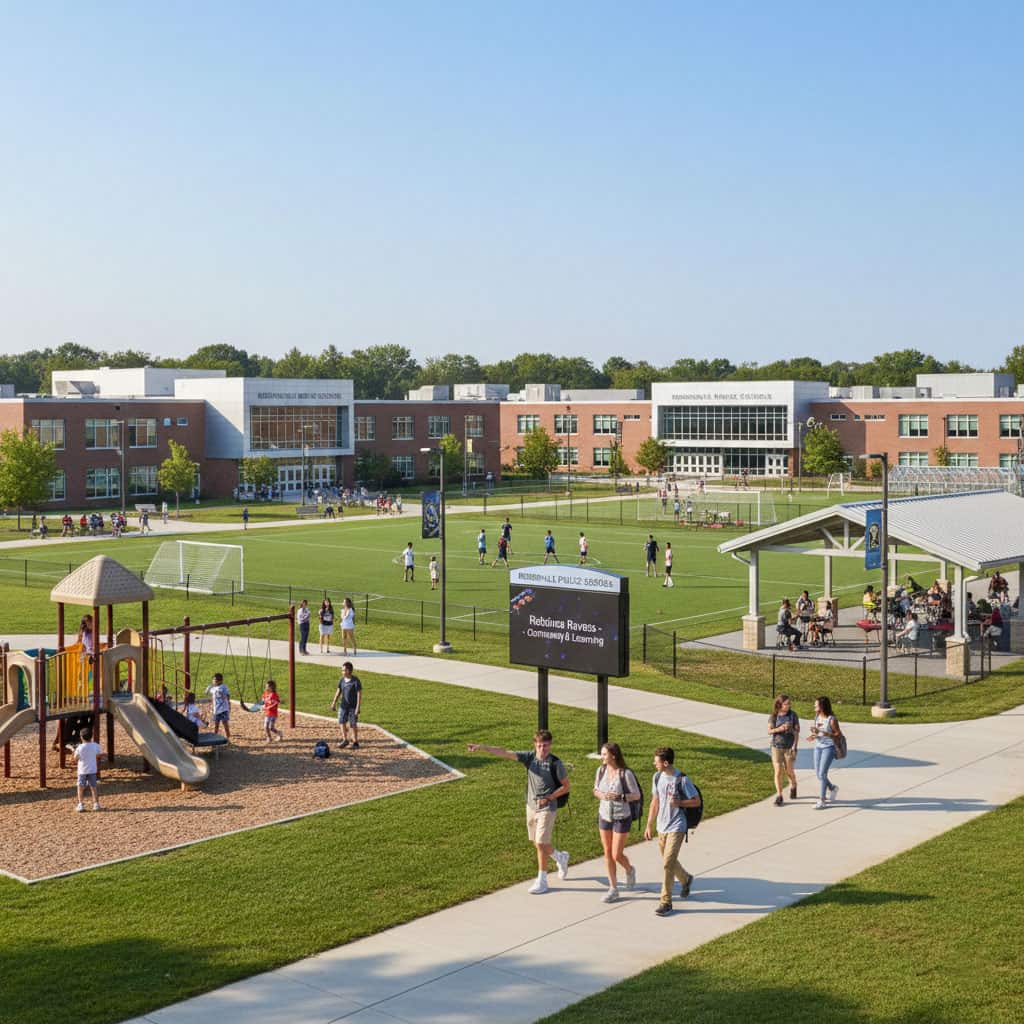 Students at Robbinsville Public Schools enjoying outdoor activities in a safe, engaging academic environment.