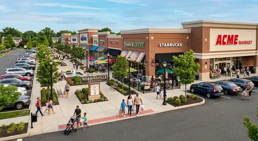 Residents shopping at retail and grocery centers in Robbinsville New Jersey