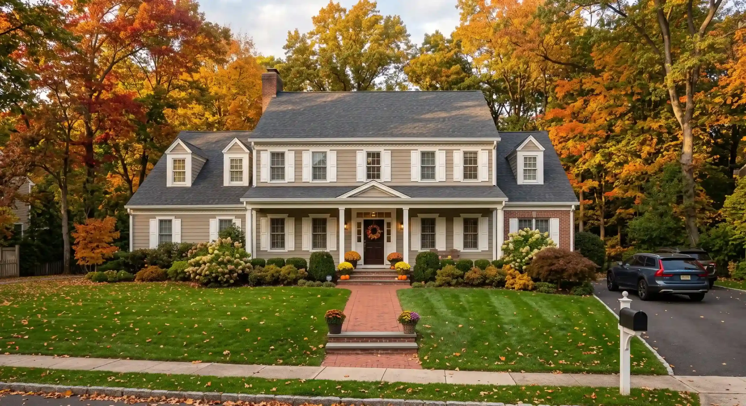 Robbinsville NJ home with attractive autumn curb appeal